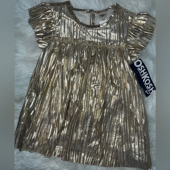 Brand New NWT Baby girl Oshkosh Gold Metallic Dress Size 18 months Brand New NWT Baby girl Oshkosh Gold Metallic Dress Size 18 months